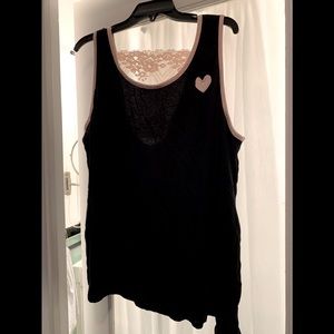 Lane Bryant Sleep Shirt Black Pink Lace/Trim 22/24